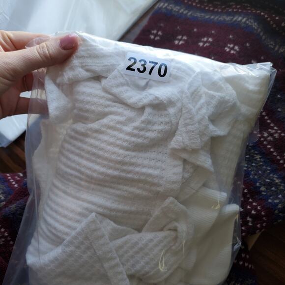 Free People Waffle Thermal Coraline Top White Asymmetric Whimsy Coastal Cowgirl - Picture 9 of 9